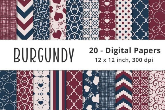 Burgundy and Navy Valentine’s Patterns: A Versatile Design Resource for Creative Projects