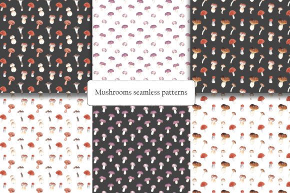 Cute Watercolor Mushroom Patterns