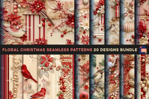 Floral Christmas Seamless Patterns: A Creative Resource for Print-on-Demand Businesses and DIY Enthusiasts