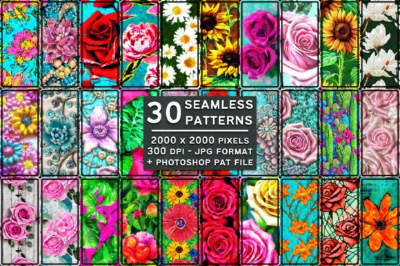 Free Floral Assortment Seamless Patterns