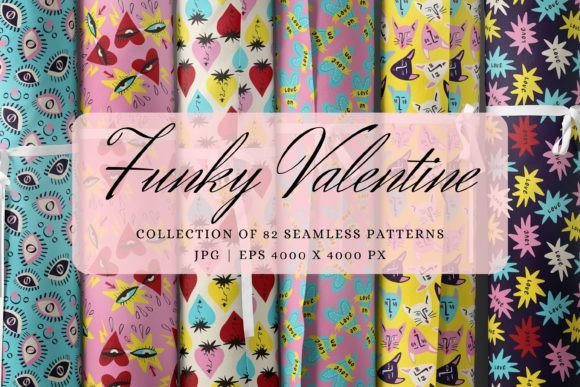 Funky Valentine Seamless Patterns Bundle