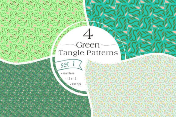 Green Tangle Patterns - Set 1: A Versatile Resource for Creative Projects