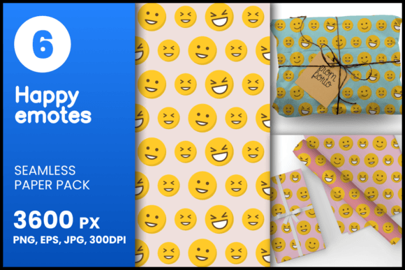 Happy Emotes Seamless Patterns for Creative Projects