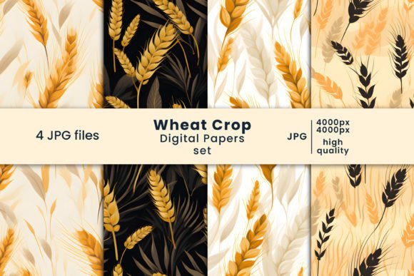 Harvest a Touch of Rustic Elegance with Wheat Crop Digital Papers and Patterns