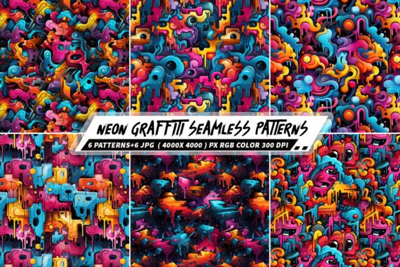 Neon Graffiti 6 Seamless Patterns: A Modern Design Asset for Creative Workflows