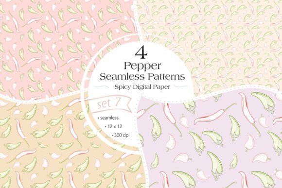 Pepper Seamless Patterns Set 7