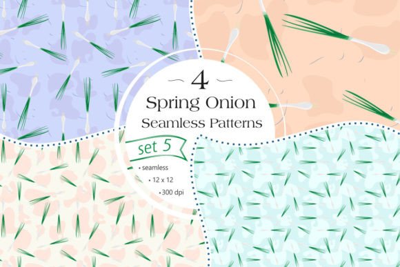 Spring Onion Seamless Patterns Set 5