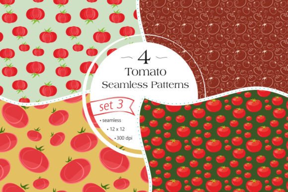 Tomato Seamless Patterns - Set 3: A Versatile Resource for Creative Projects