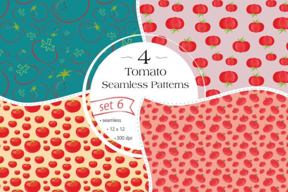 Tomato Seamless Patterns Set 6