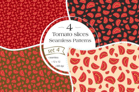Tomato Slices Seamless Patterns - Set 4